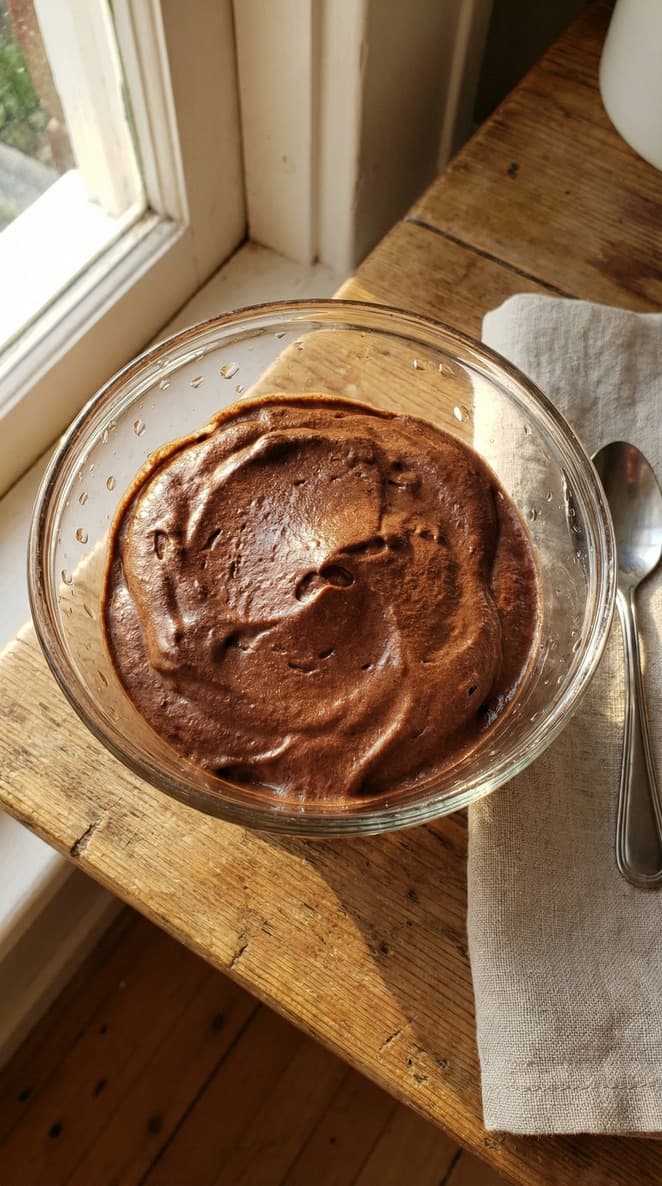 A rich avocado chocolate mousse in a glass