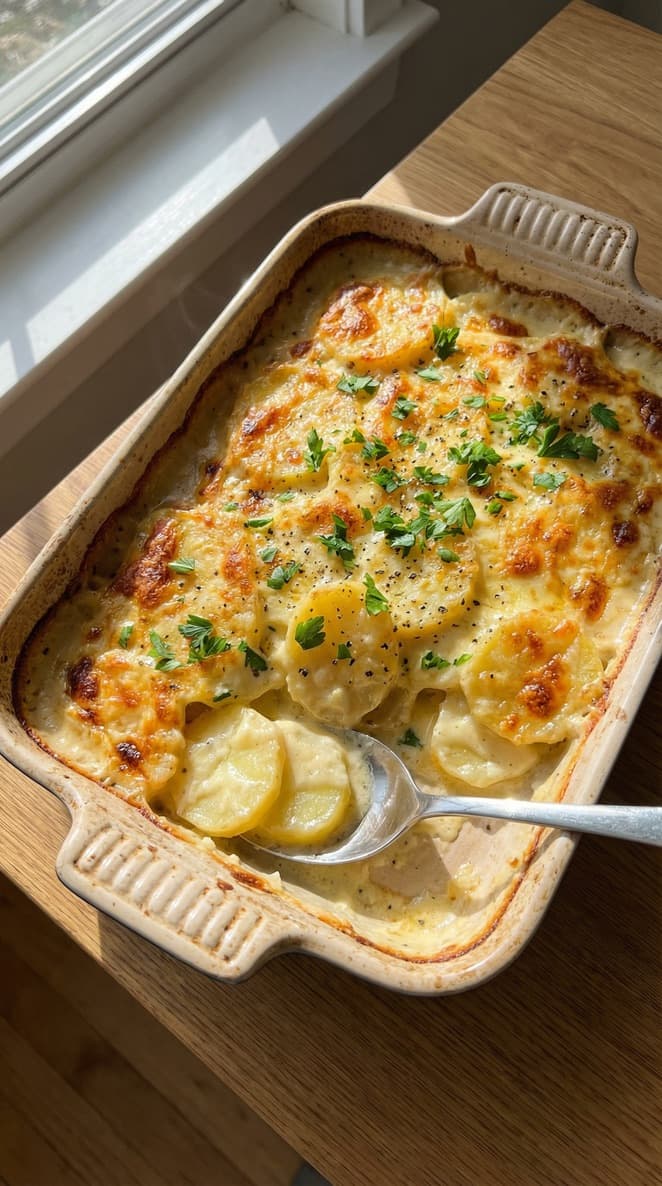 A bubbling gratin with a crisp golden crust